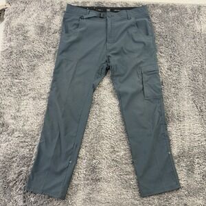 PrAna Pants Men 36x30 Blue Stretch Zion II Slim Outdoor Hiking Cargo Belted